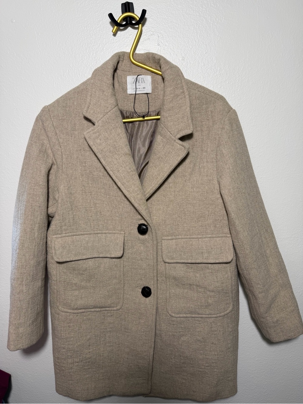 Zara Neutral Beige Tailored Pea Coat